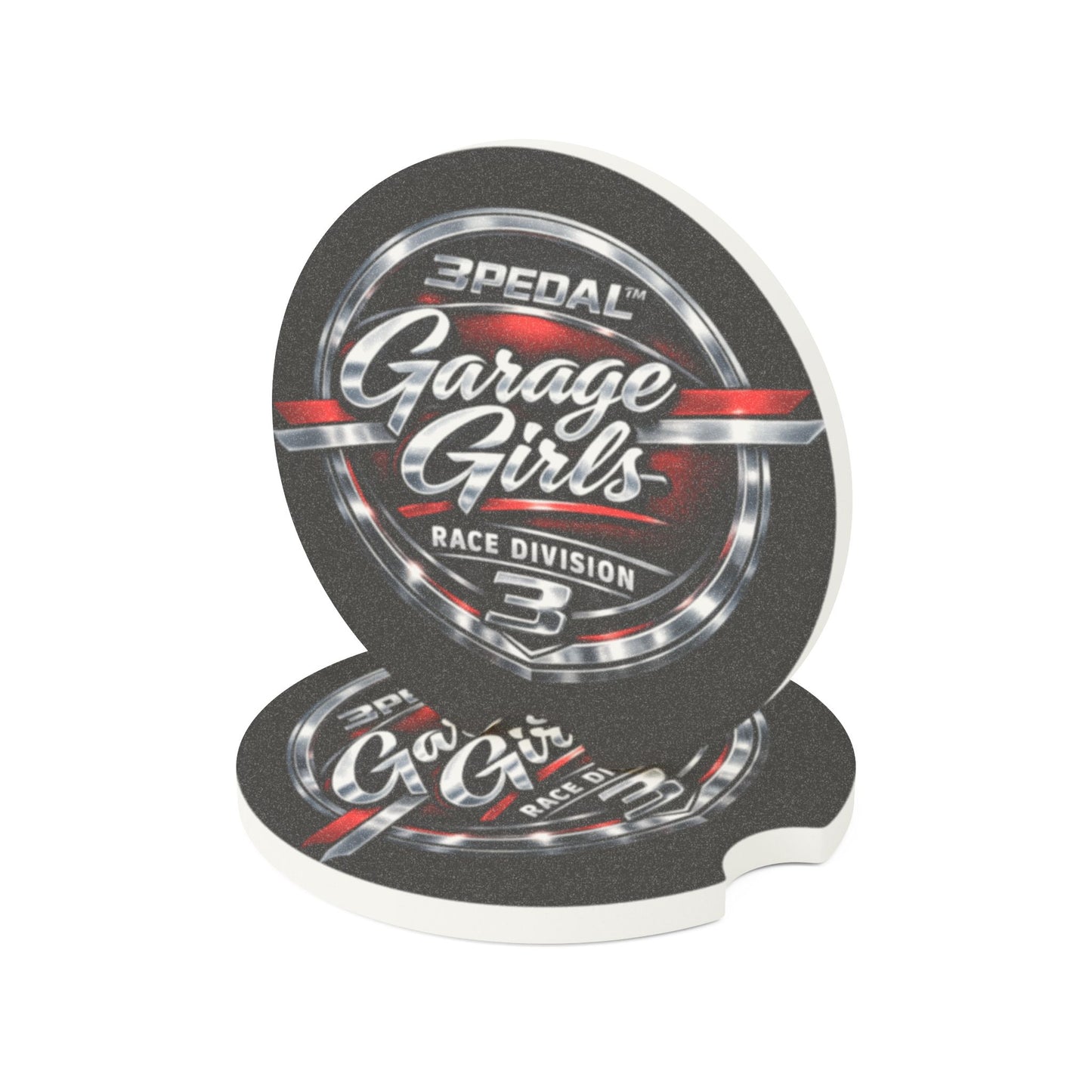 Garage Girls™ Race Division Car Coaster — 3PEDAL Automotive Soapstone Insert