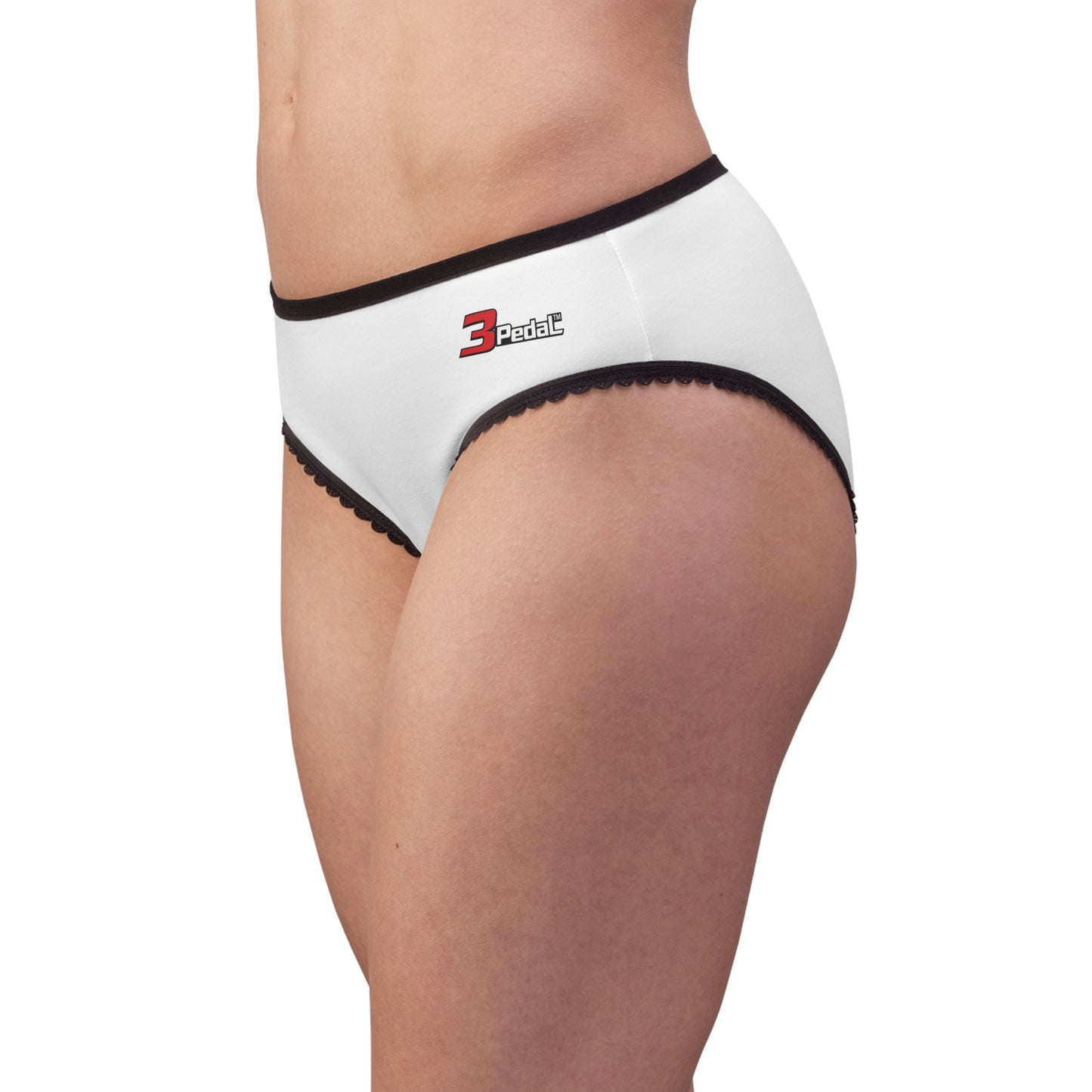 3Pedal™ Minimal Lace‑Trim Briefs — White Edition