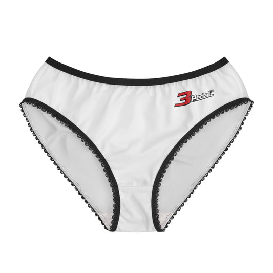 3Pedal™ Minimal Lace‑Trim Briefs — White Edition