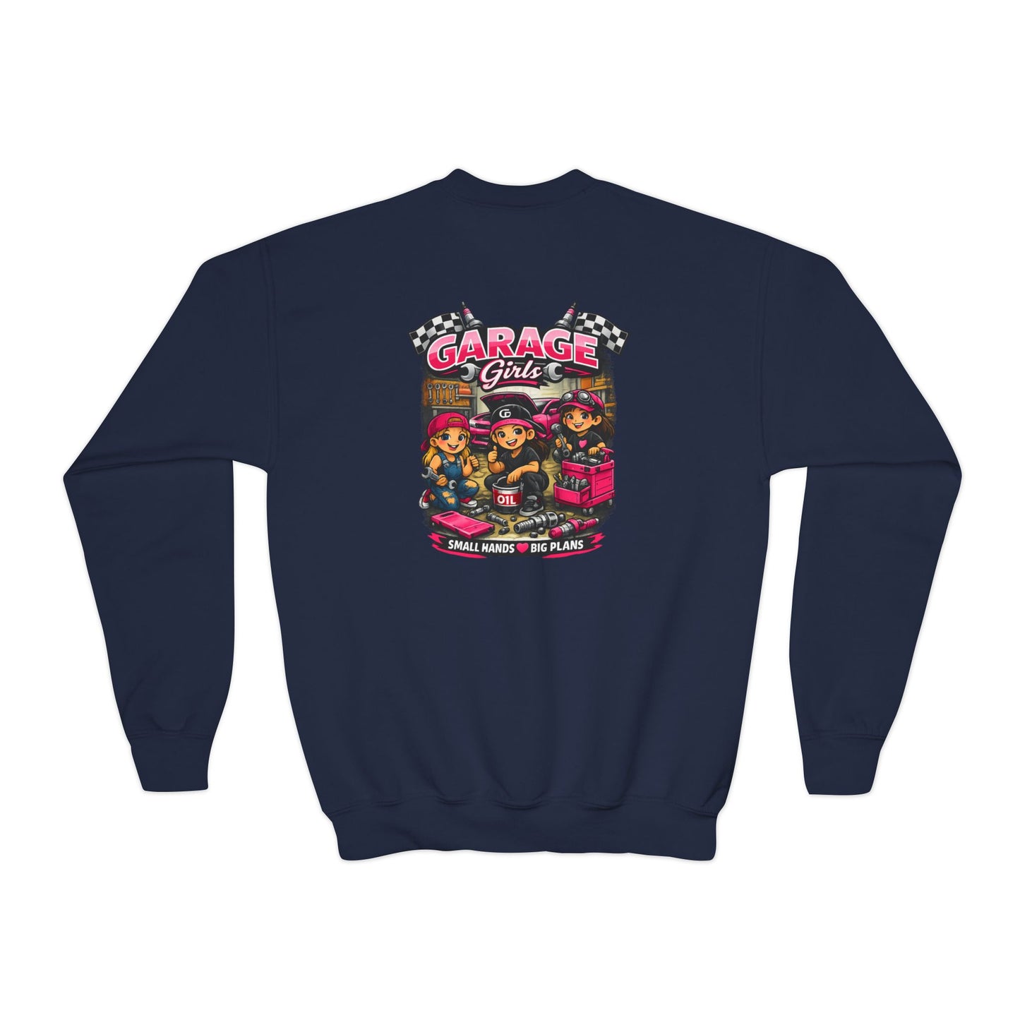 Youth Sweatshirt — 'Garage Girls' Retro Auto Club Crewneck