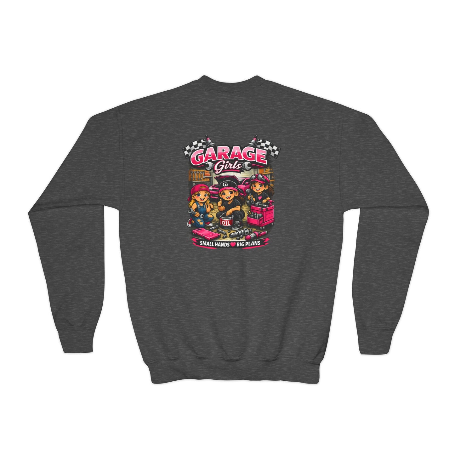 Youth Sweatshirt — 'Garage Girls' Retro Auto Club Crewneck