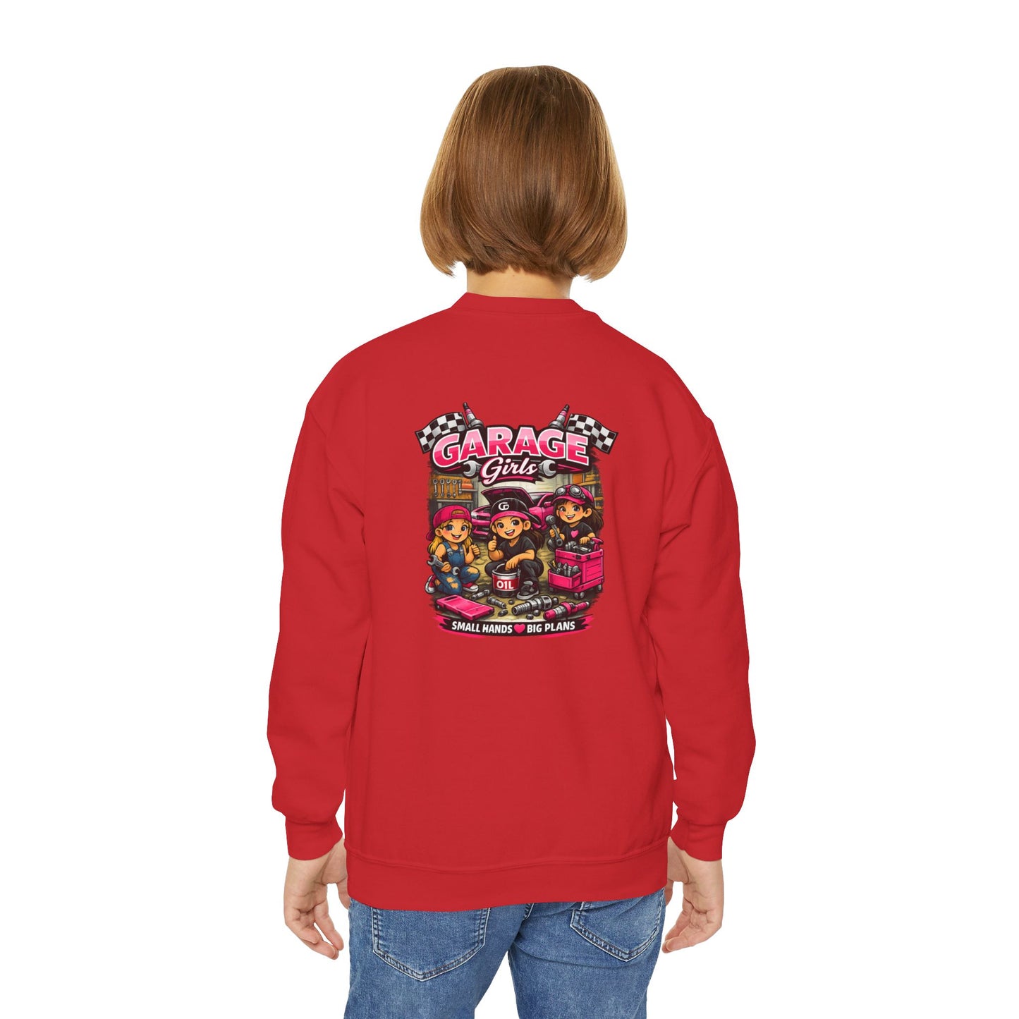 Youth Sweatshirt — 'Garage Girls' Retro Auto Club Crewneck