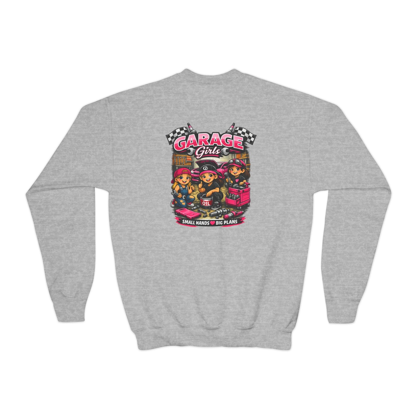 Youth Sweatshirt — 'Garage Girls' Retro Auto Club Crewneck