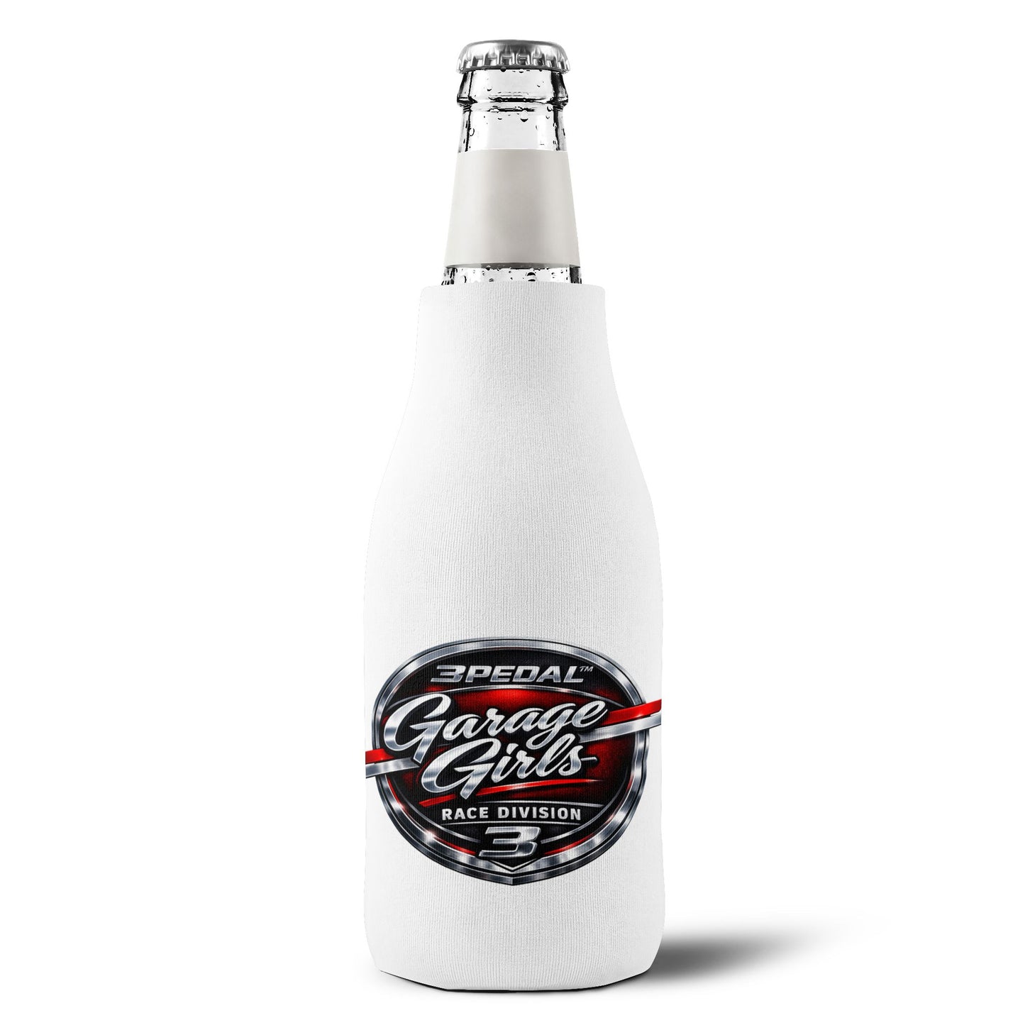 3Pedal- "Garage Girls" Racing Zip‑Up Bottle Cooler Sleeve — Neoprene Insulated Bottle Koozie