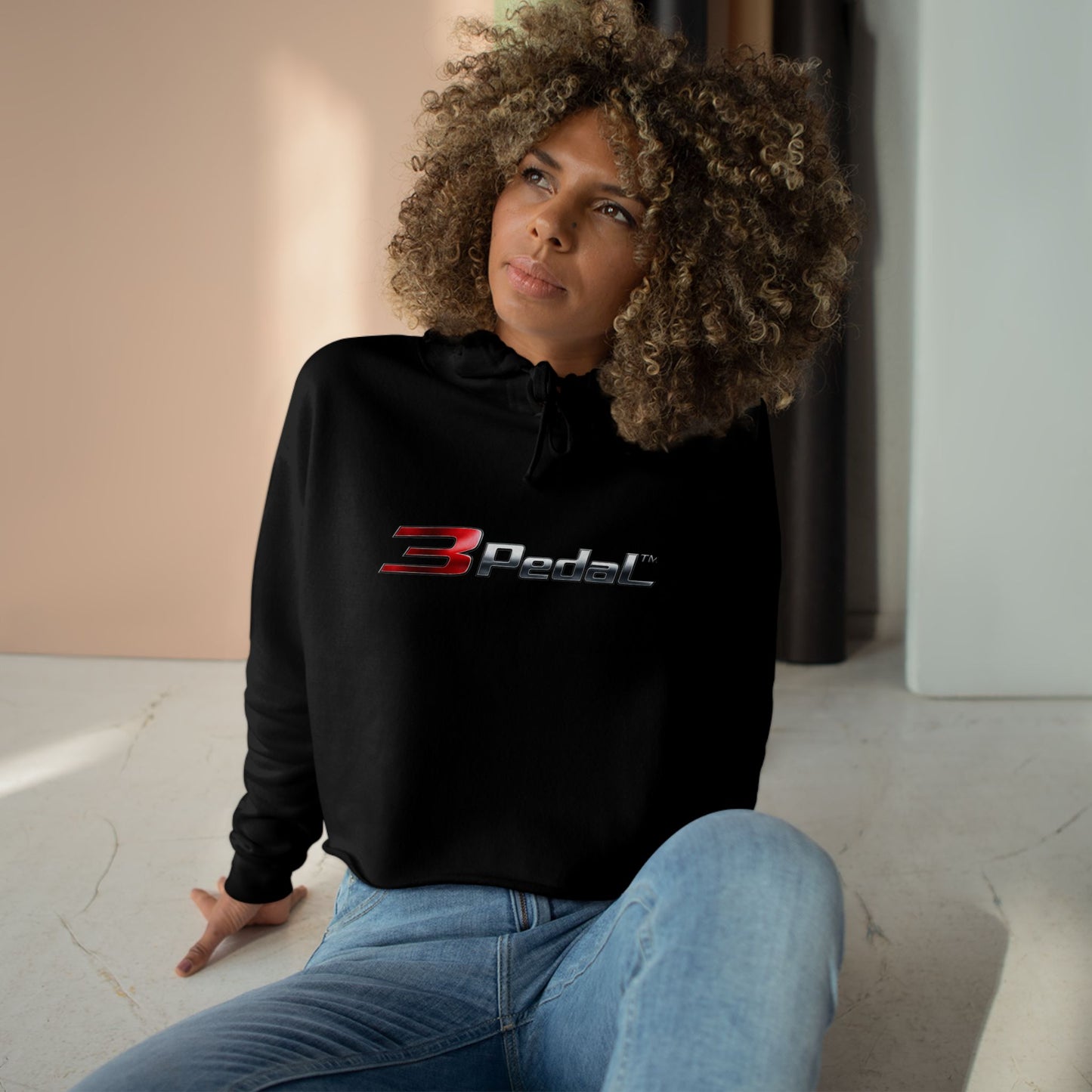 🖤 3Pedal™ Crop Hoodie — Racing Division Women’s Cropped Sweatshirt