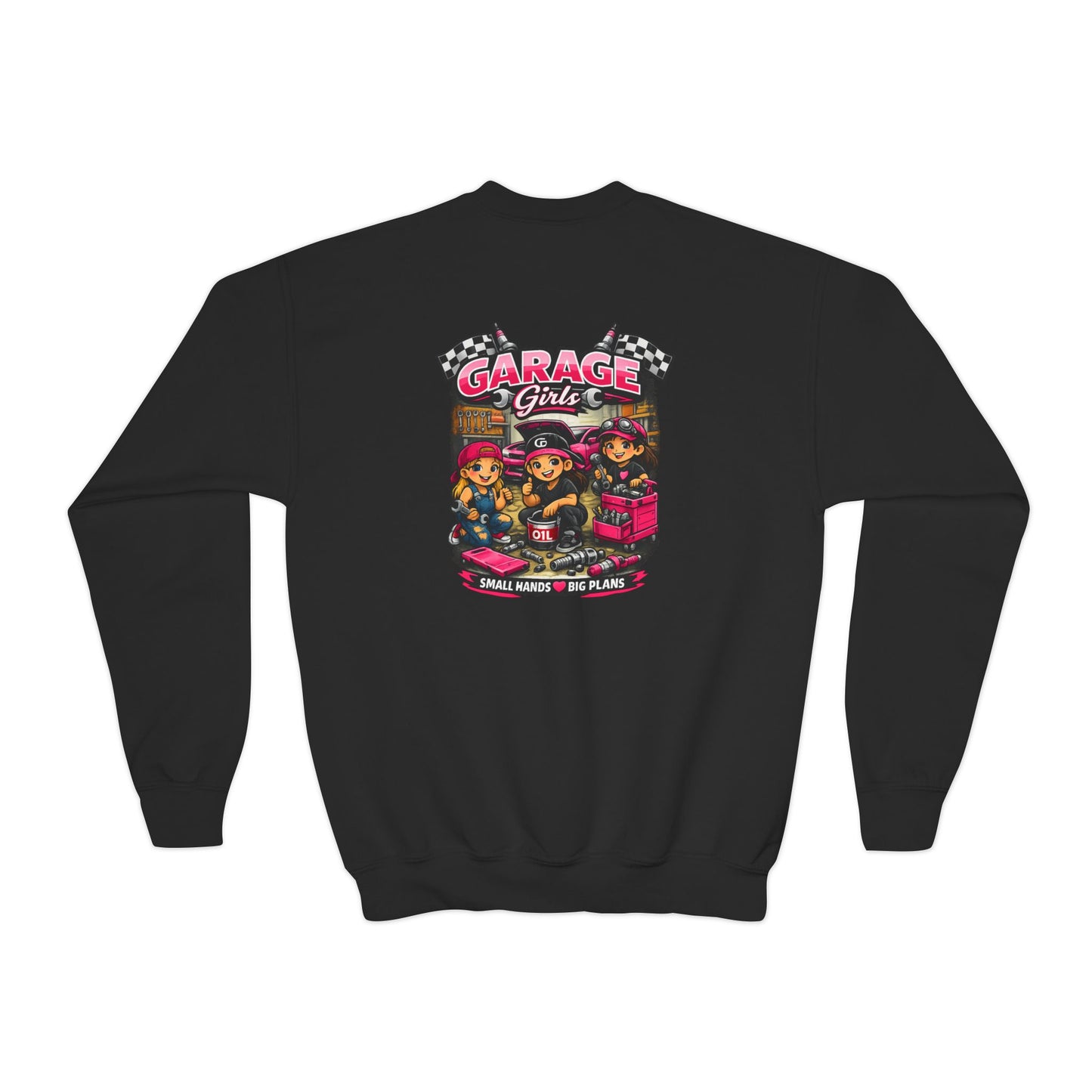 Youth Sweatshirt — 'Garage Girls' Retro Auto Club Crewneck
