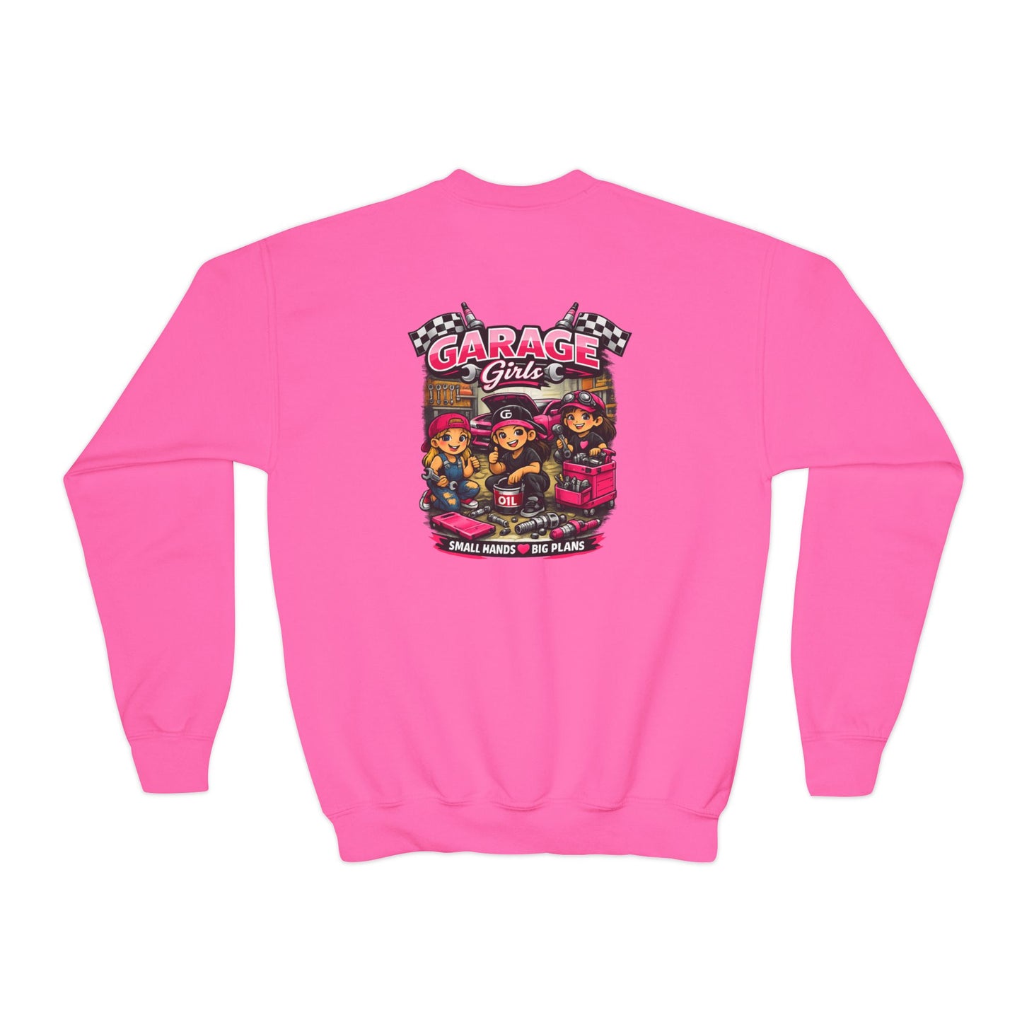 Youth Sweatshirt — 'Garage Girls' Retro Auto Club Crewneck