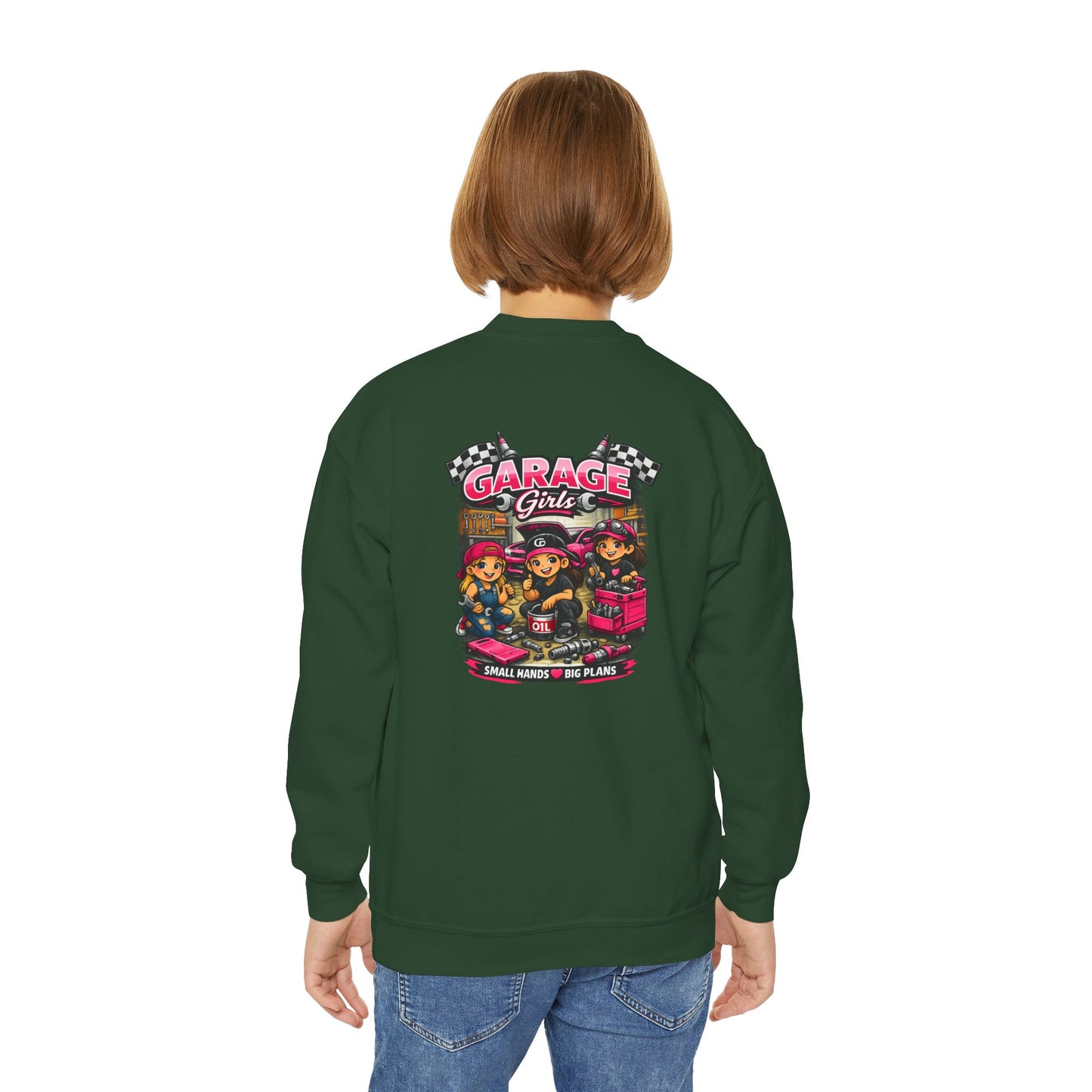 Youth Sweatshirt — 'Garage Girls' Retro Auto Club Crewneck