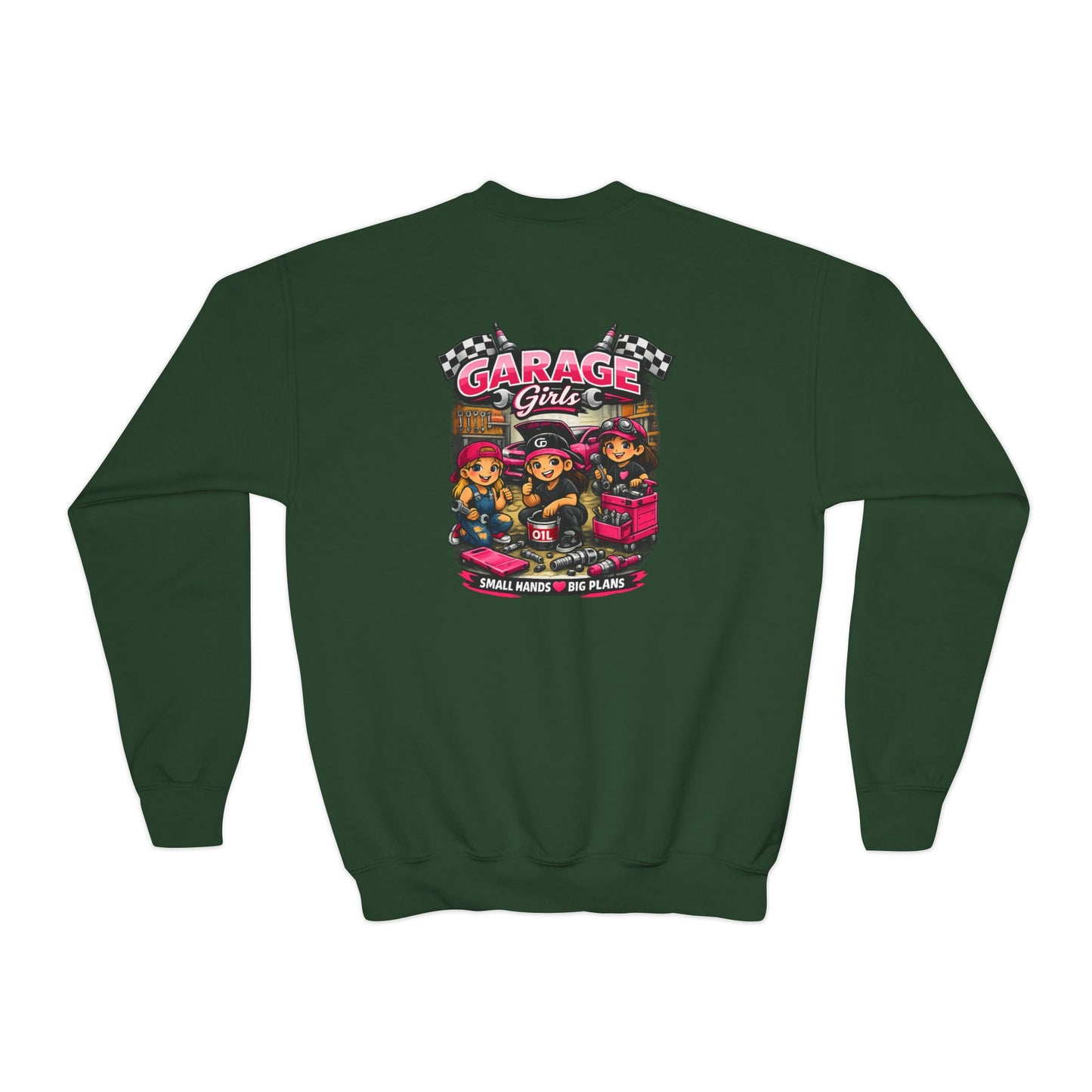 Youth Sweatshirt — 'Garage Girls' Retro Auto Club Crewneck