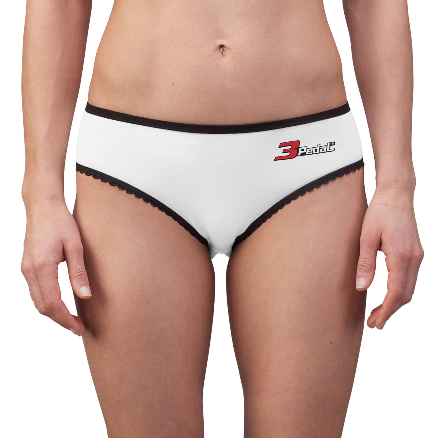 3Pedal™ Minimal Lace‑Trim Briefs — White Edition