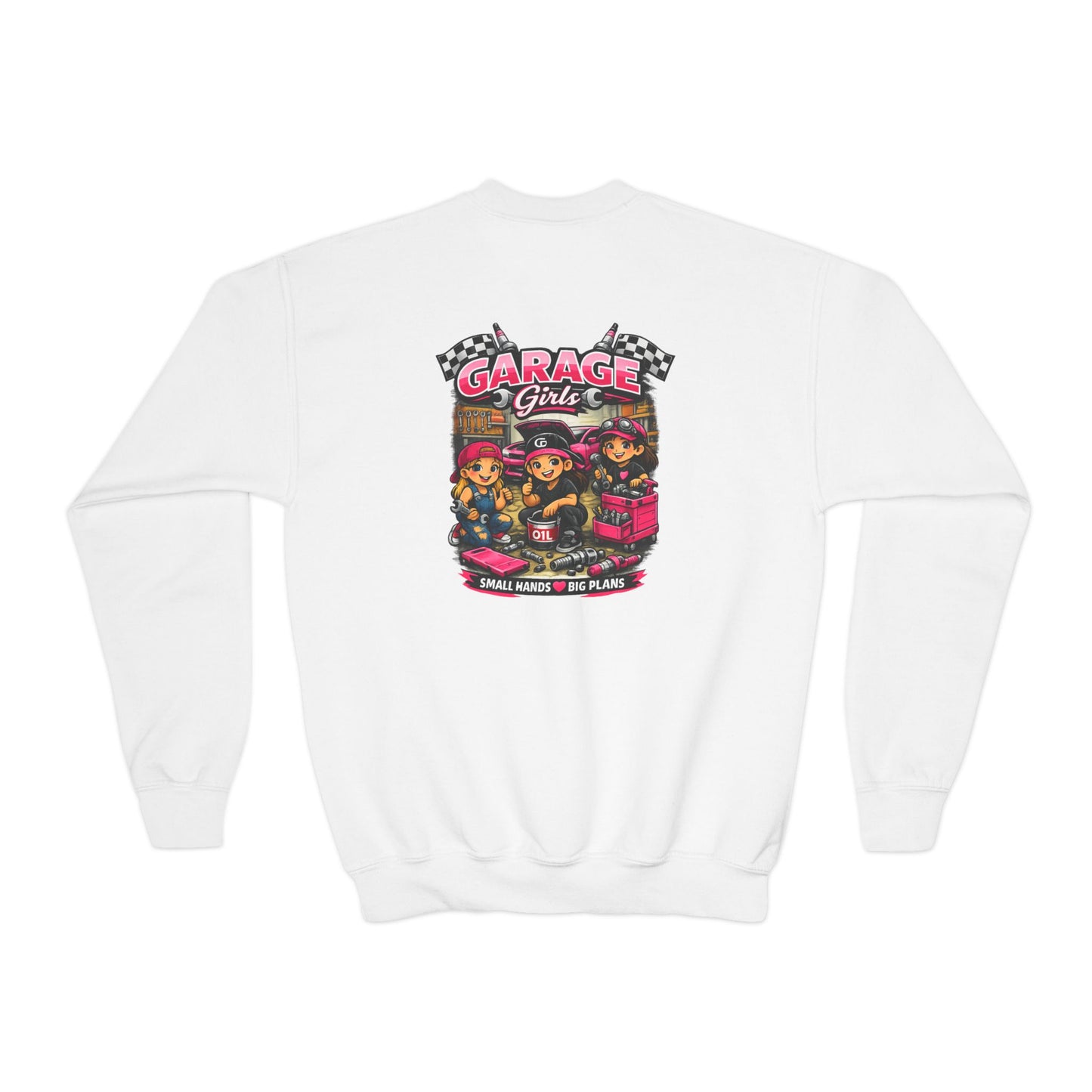Youth Sweatshirt — 'Garage Girls' Retro Auto Club Crewneck