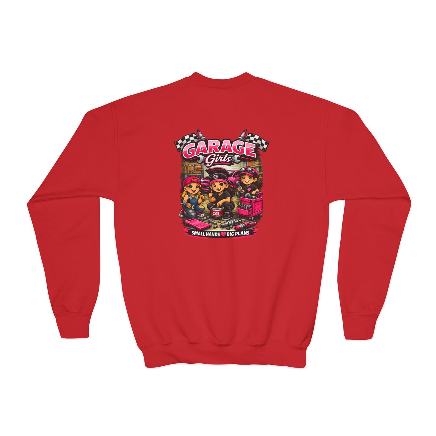 Youth Sweatshirt — 'Garage Girls' Retro Auto Club Crewneck