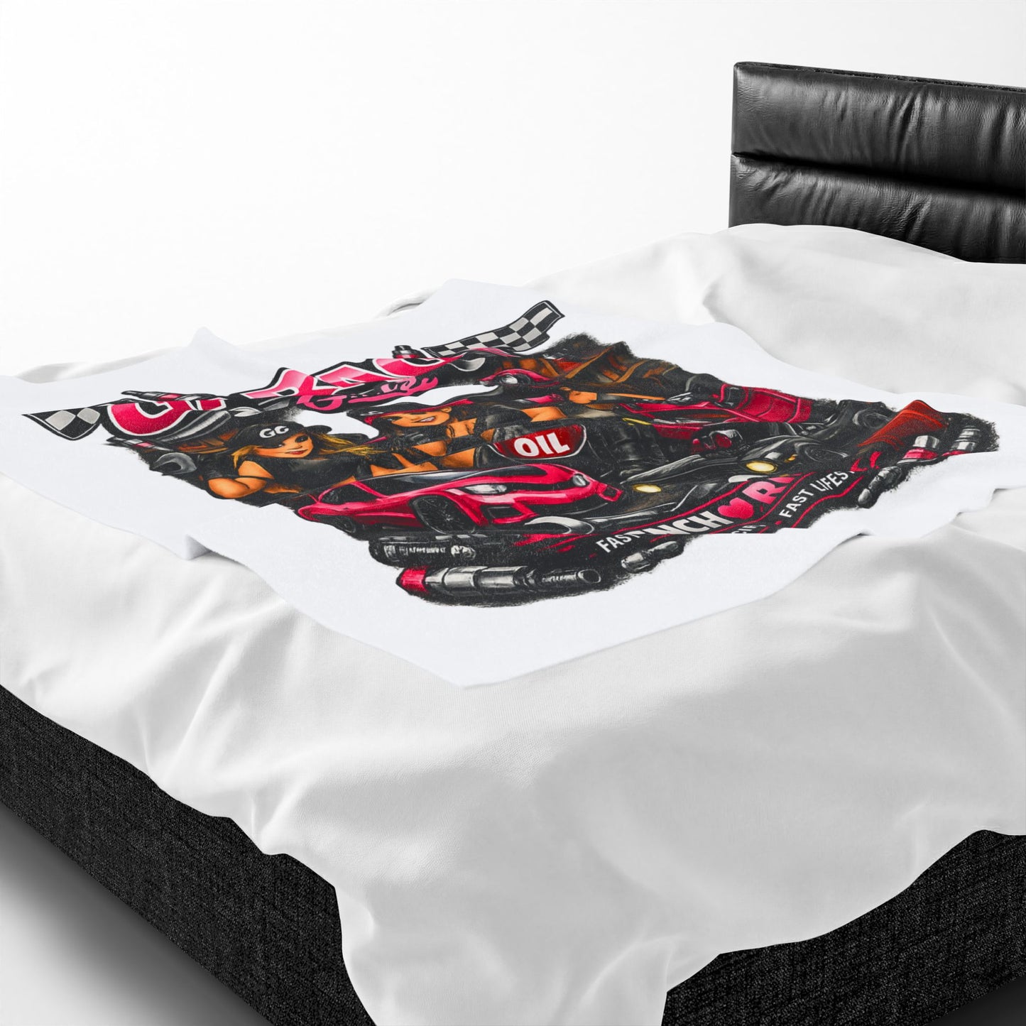 Garage Girls™ Velveteen Plush Blanket — Wrench & Ride Edition