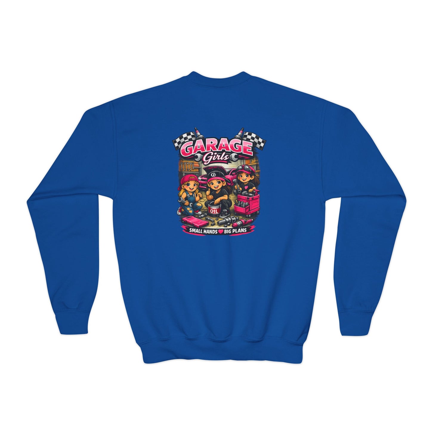 Youth Sweatshirt — 'Garage Girls' Retro Auto Club Crewneck